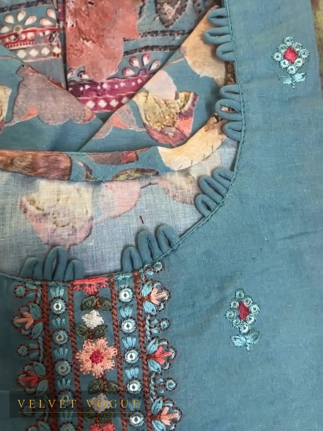 Mirrors and thread worked into a centre band, with a looped petal edge cut and turned by hand.
